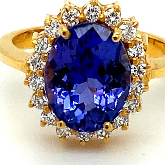 GIA Tanzanite 5.39ct Diamonds Solid 22K Gold Ring - Picture 7 of 10